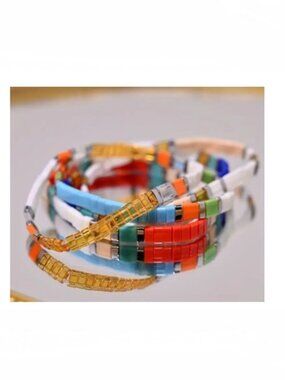New set of 4 Tila bead Bracelets or Surfer's bracelets